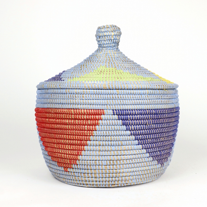 セネガルバスケット ふた付き 大 青