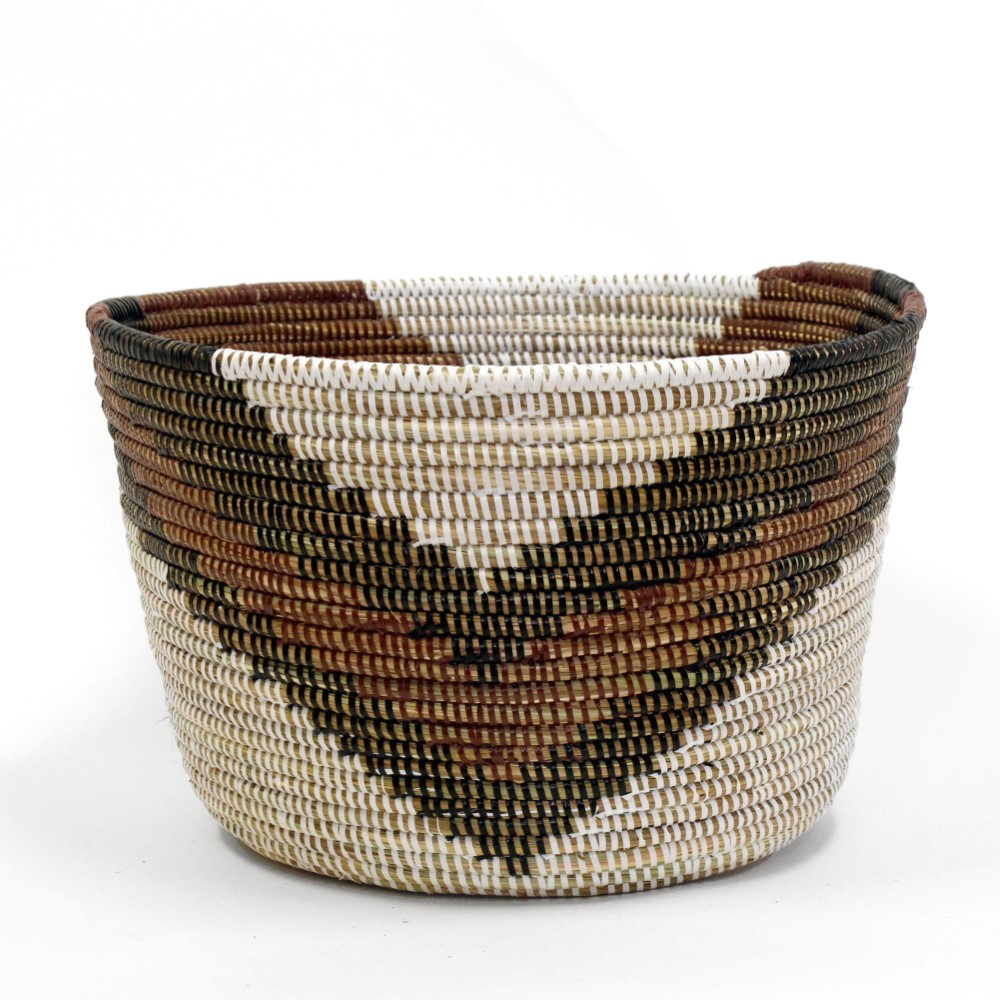 セネガルカゴ 横ジグザグ柄 白黒茶 @7500→6000