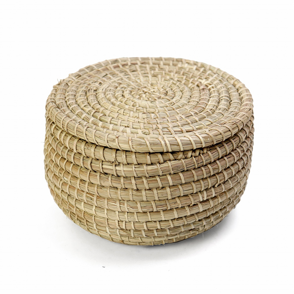 セネガルカゴ 蓋はめ込み式小物入れ 大