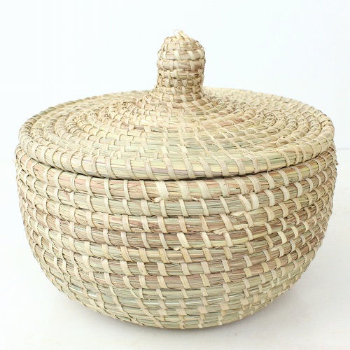 セネガル蓋付きカゴ ナチュラル