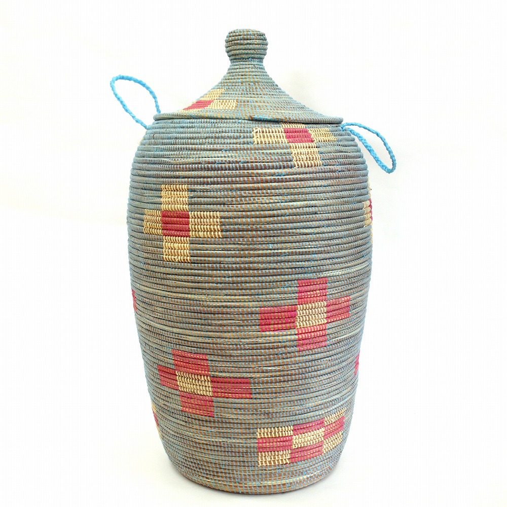 セネガルカゴ 蓋つき ブロック花柄 18SS一点 @17500→14000