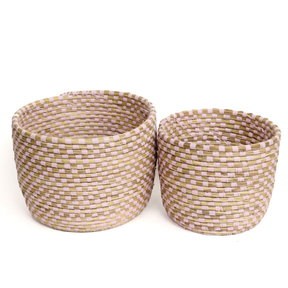 セネガルかご 市松柄 ペールピンク 大/小 @4200→3360