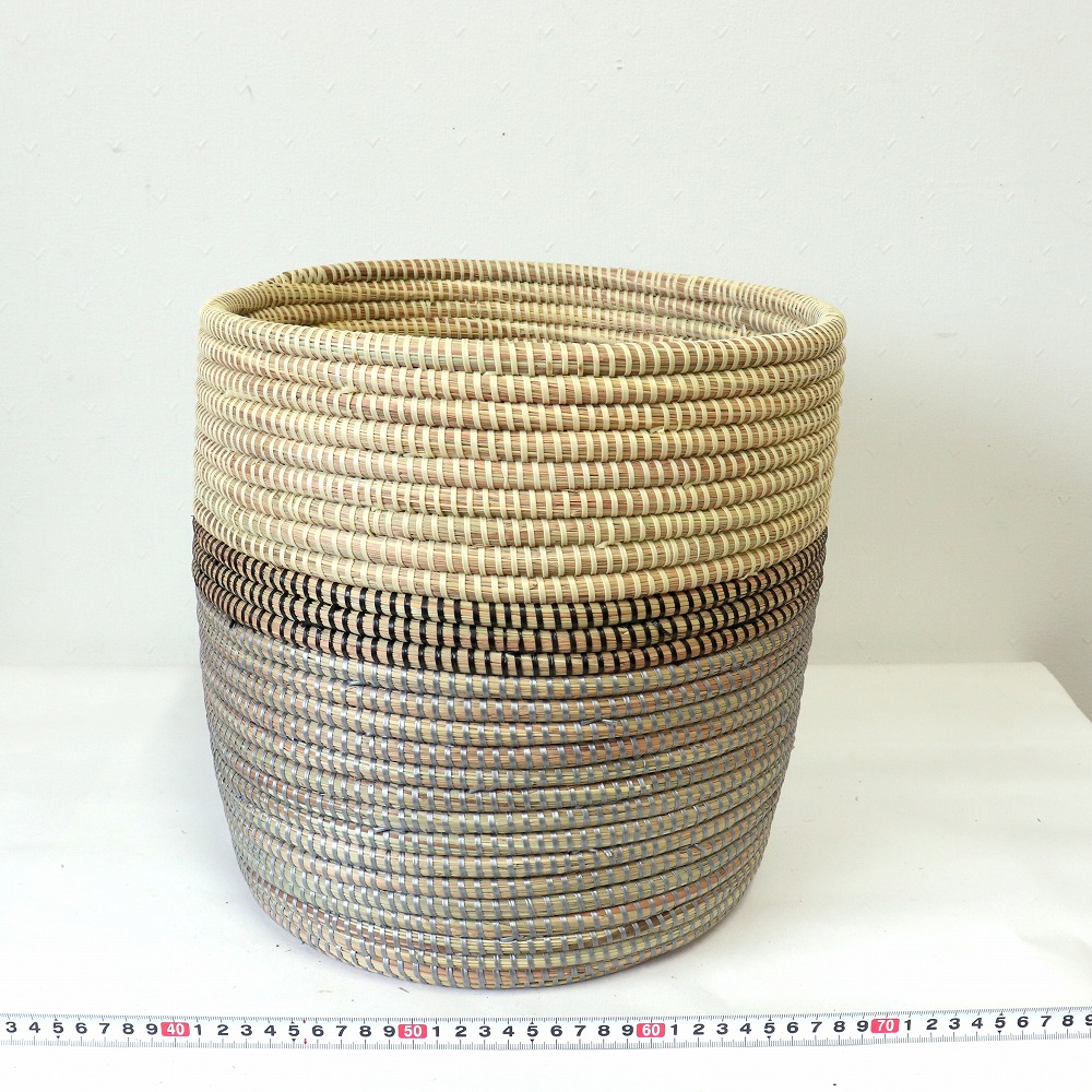 セネガル筒カゴ 三色柄 ベージュ 20SS一点 @6000→4800