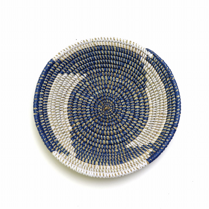 セネガル皿 白x青