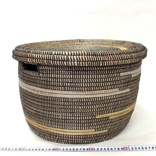 セネガル 蓋付き筒型カゴ ラメ糸入り 21SS一点 @13000→10400