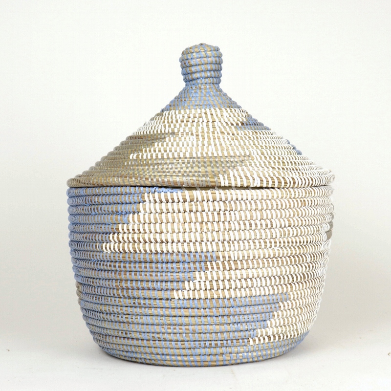 セネガルカゴ ジグザグ 大 白グレーサックス