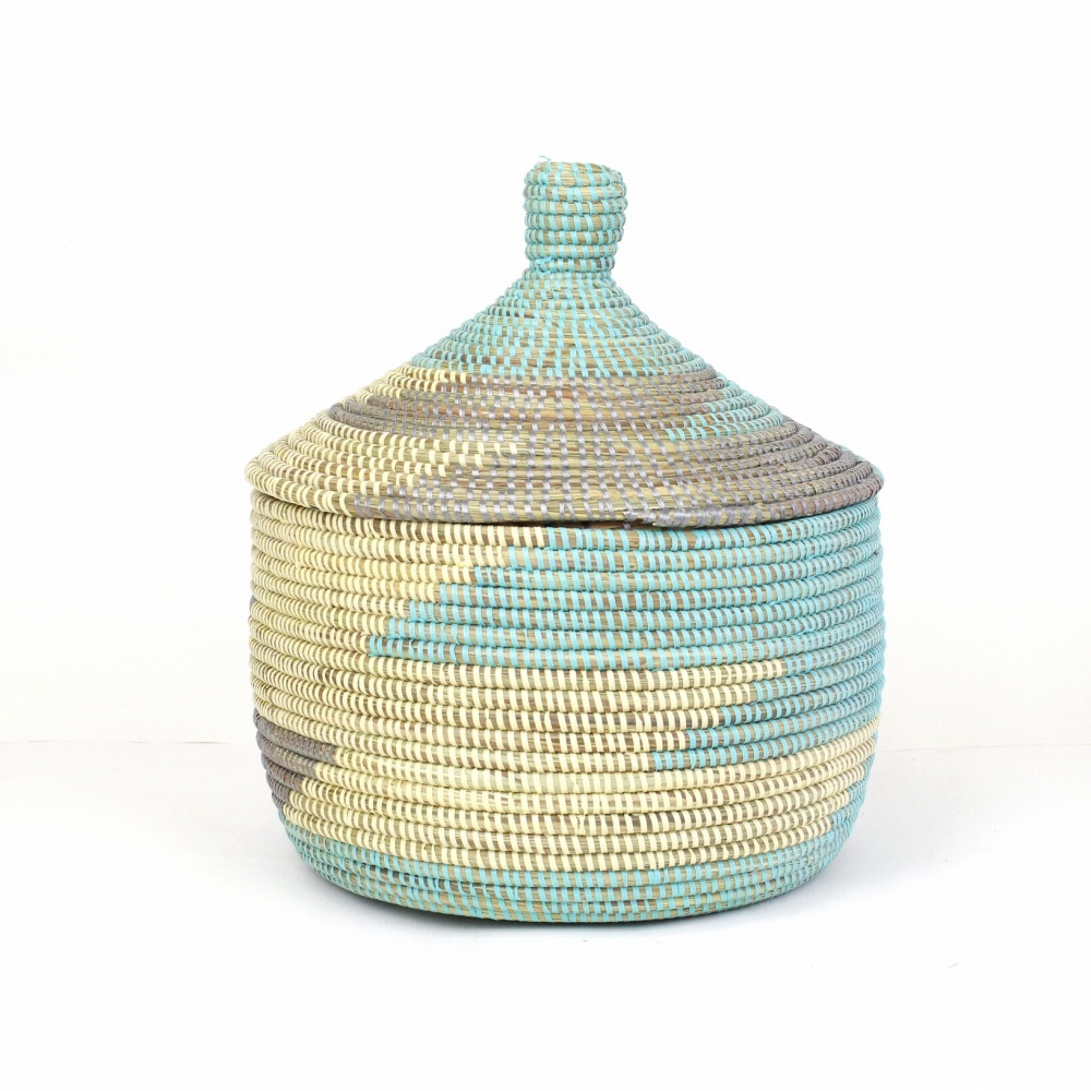 セネガルカゴ ジグザグ 大 クリームグレーサックス
