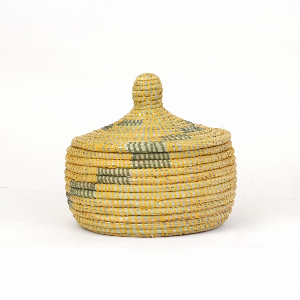 セネガルカゴ 階段柄 小 ターメリックモス 23SS一点物 @5000→4000円