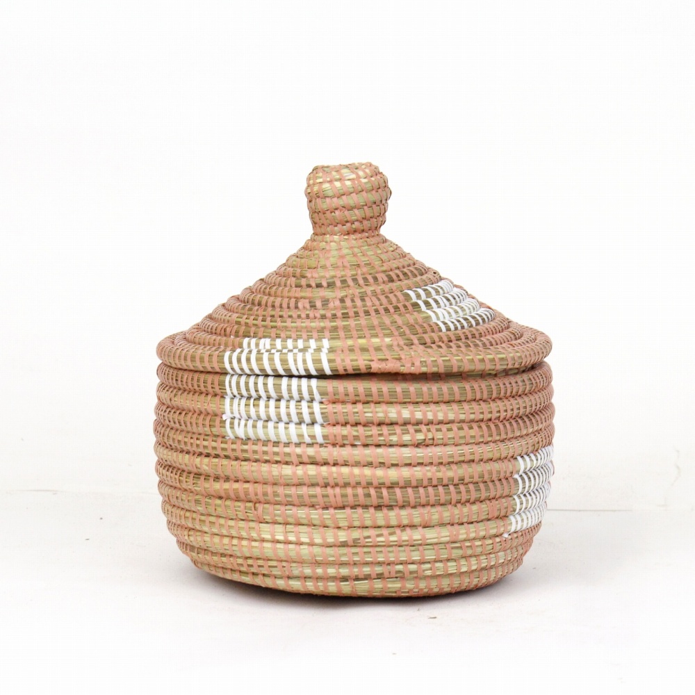 セネガルカゴ 四角柄 小 サーモン白 23SS一点物 @5000→4000円