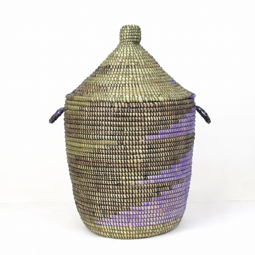 セネガルカゴ 3色雷柄 黒モス紫 23SS一点物 @14000→11200円