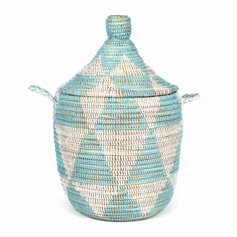 セネガルカゴ 三角2色柄 小 白ターコ