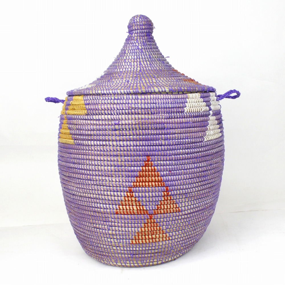セネガルカゴ 三角柄 大 紫白赤ターメリック 23SS一点物 @20000→16000円