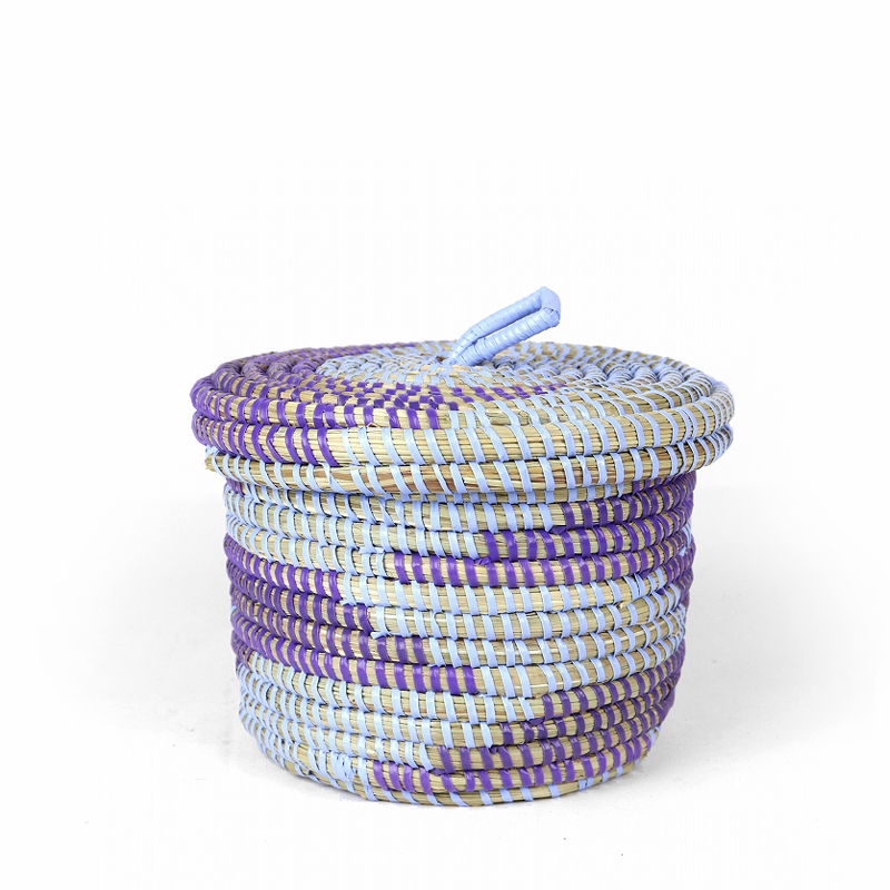 セネガル筒カゴ 旗柄 小 紫ターコ