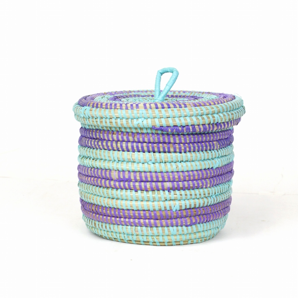 セネガル筒カゴ ストライプ柄 小 紫ターコ 23SS一点物 @3800→3040円