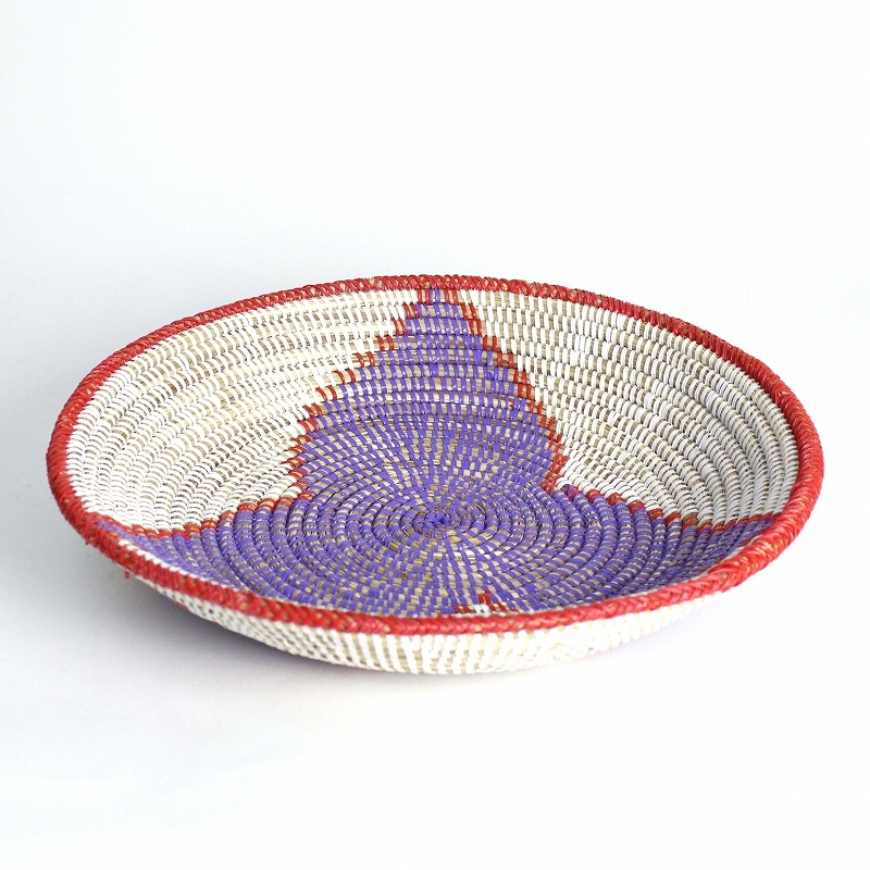 セネガル花柄皿 大 紫赤白