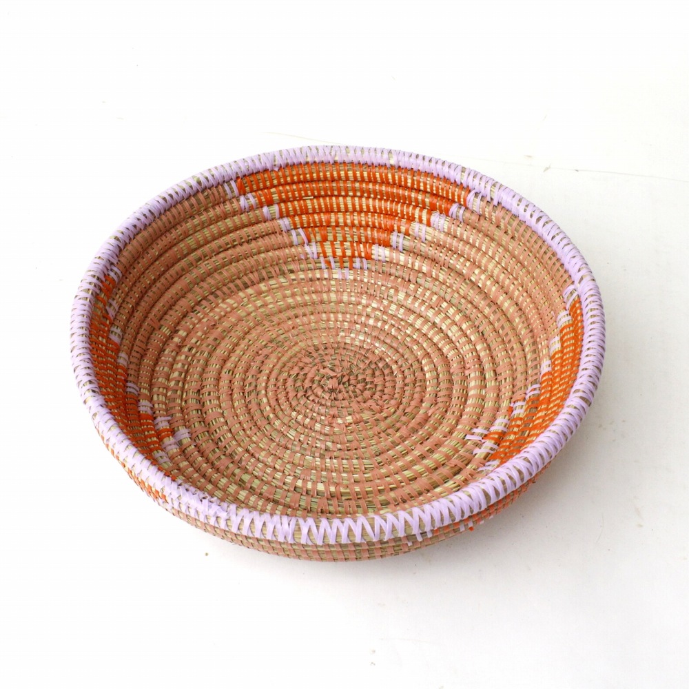 セネガル花柄皿 中 サーモンラベンダーオレンジ 23SS一点物 @3500→2800円