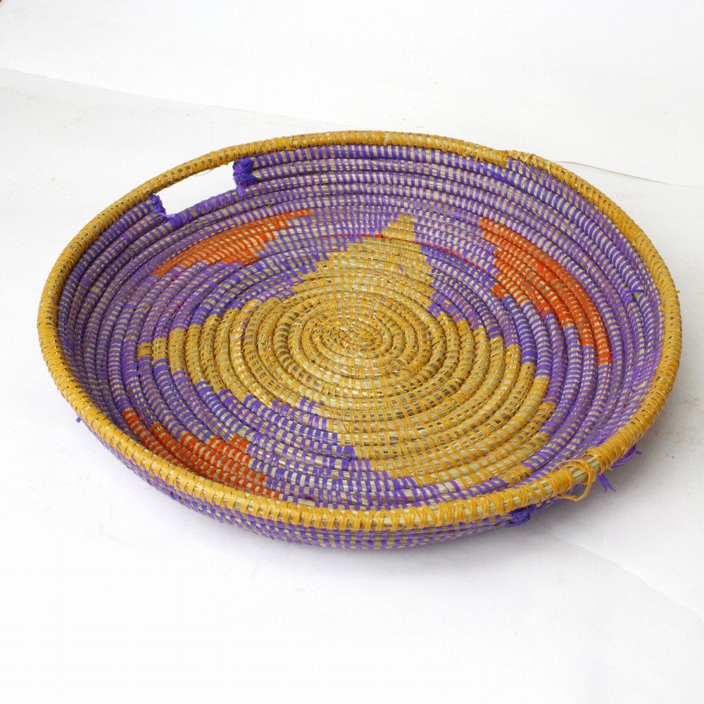 セネガル花柄 お盆 大 ターメリック紫オレンジ 23SS一点物 @5000→4000円