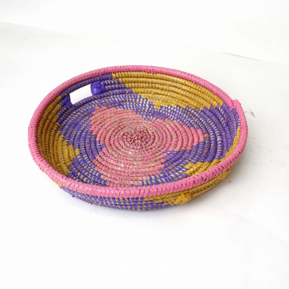 セネガル花柄 お盆 中 ピンク紫ターメリック 23SS一点物 @3500→2800円