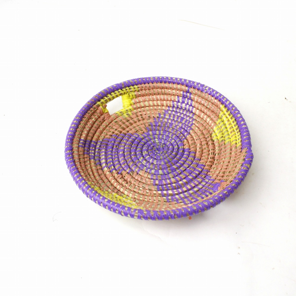 セネガル花柄 お盆 小 紫サーモンレモン 23SS一点物 @2500→2000円