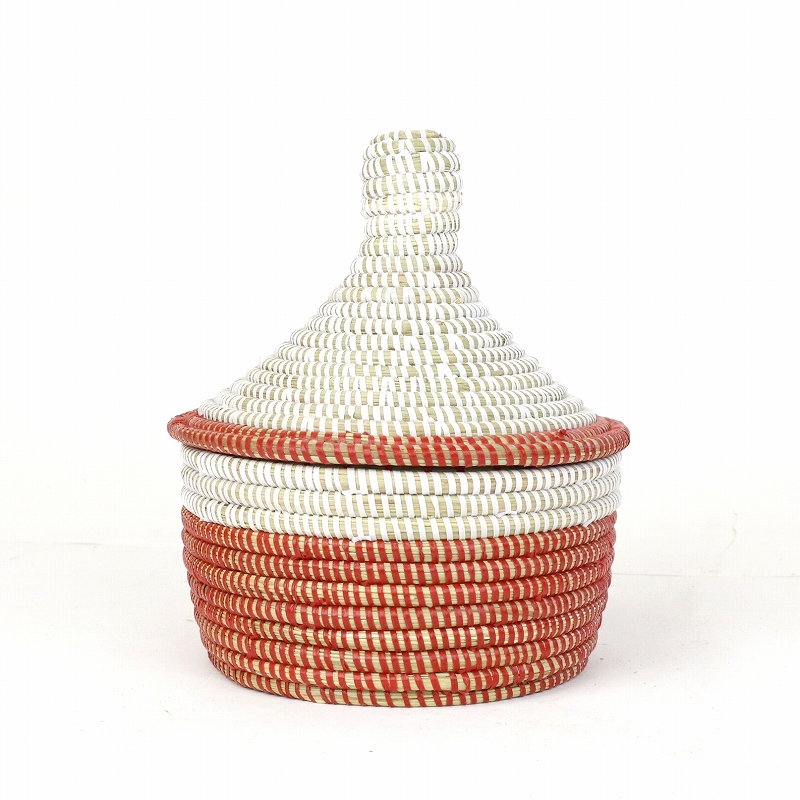 セネガルカゴ 2トーン 白赤