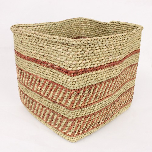 イリンガバスケット正方形 M オレンジ柄 H25 深