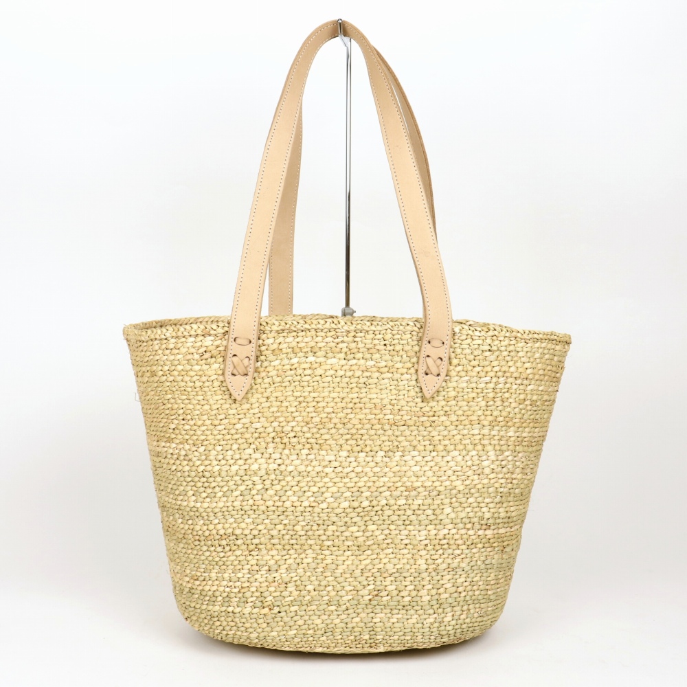 イリンガかごバッグ モシ牛革ハンドル生成 大 24SS一点物 @13000→10400