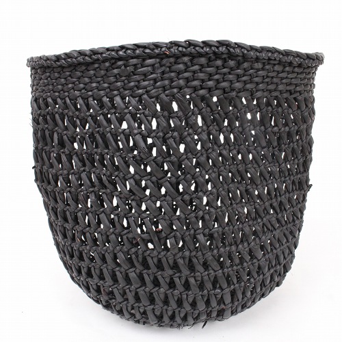 イリンガバスケット透かし編み 黒無地 丸底 S SB