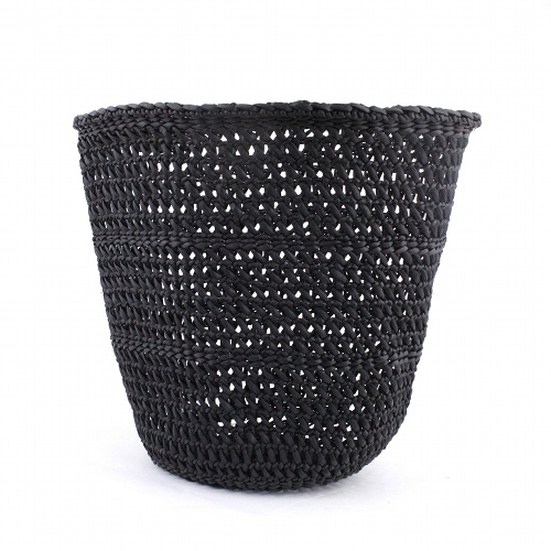 イリンガバスケット透かし編み 黒無地 バケツ型 S