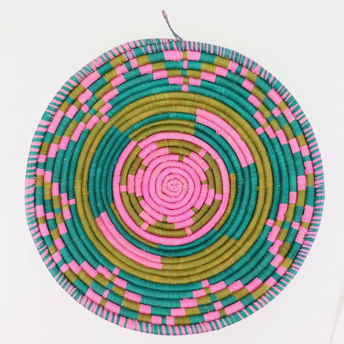 ウガンダバスケット 径30 ピンク/グリーン