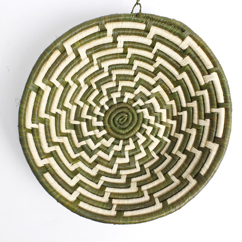 ウガンダバスケット 径25 生成り/グリーン