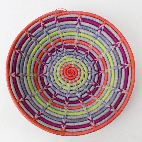 ウガンダバスケット 径25 パープル/オレンジ/グレー/グリーン