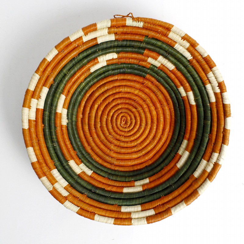 ウガンダバスケット 径25 オレンジ/グリーン/ベージュ