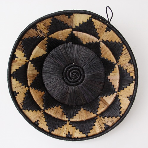 ウガンダバスケット二重編み 径25 黒/ベージュ