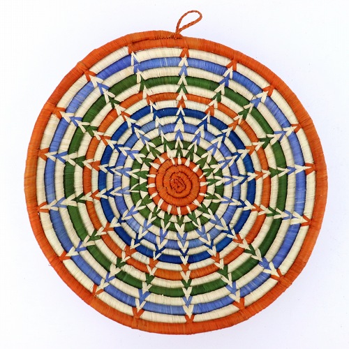 ウガンダバスケット 径25 ベージュオレンジ青