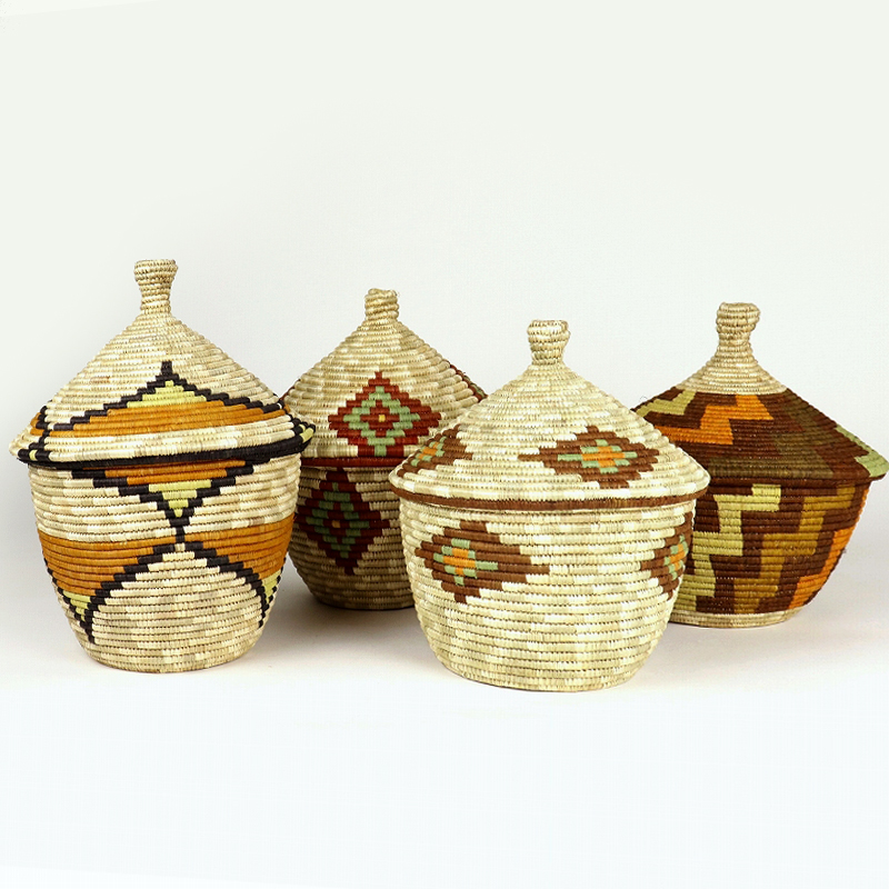 キビの葉ルボナバスケット 蓋付 M カラー アソート