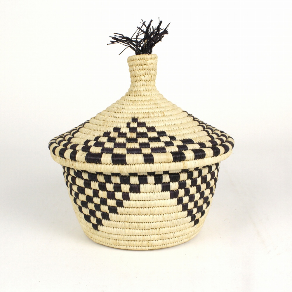 トーロ ヘリコプターバスケット 蓋付 市松模様 黒