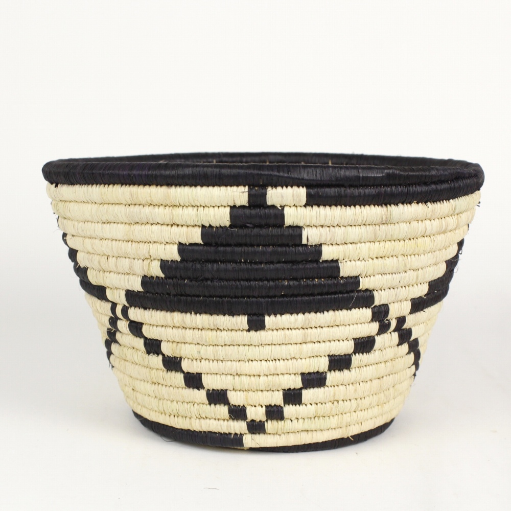 ルウェンゾリ 口広ビンバスケット ダイヤ三角 モノクロ