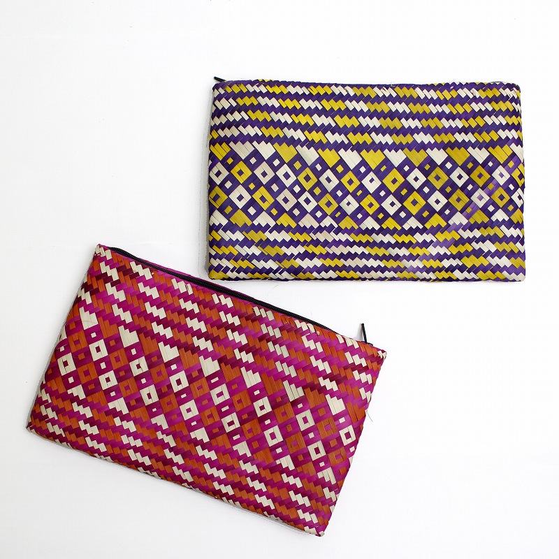 ウガンダパームリーフポーチ 大 カラー