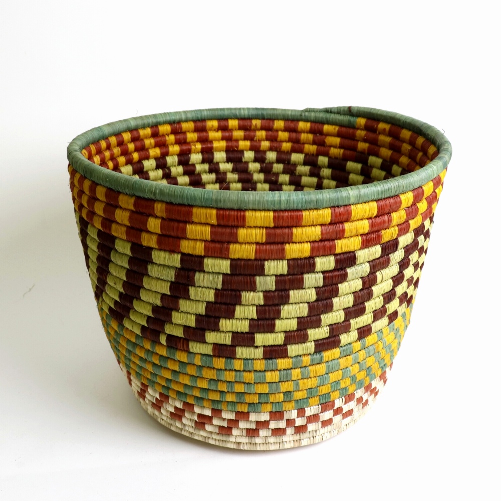 ルボナ ビンバスケット オール天然染め カラフルチェッカー 24SS一点物 @8500→6800