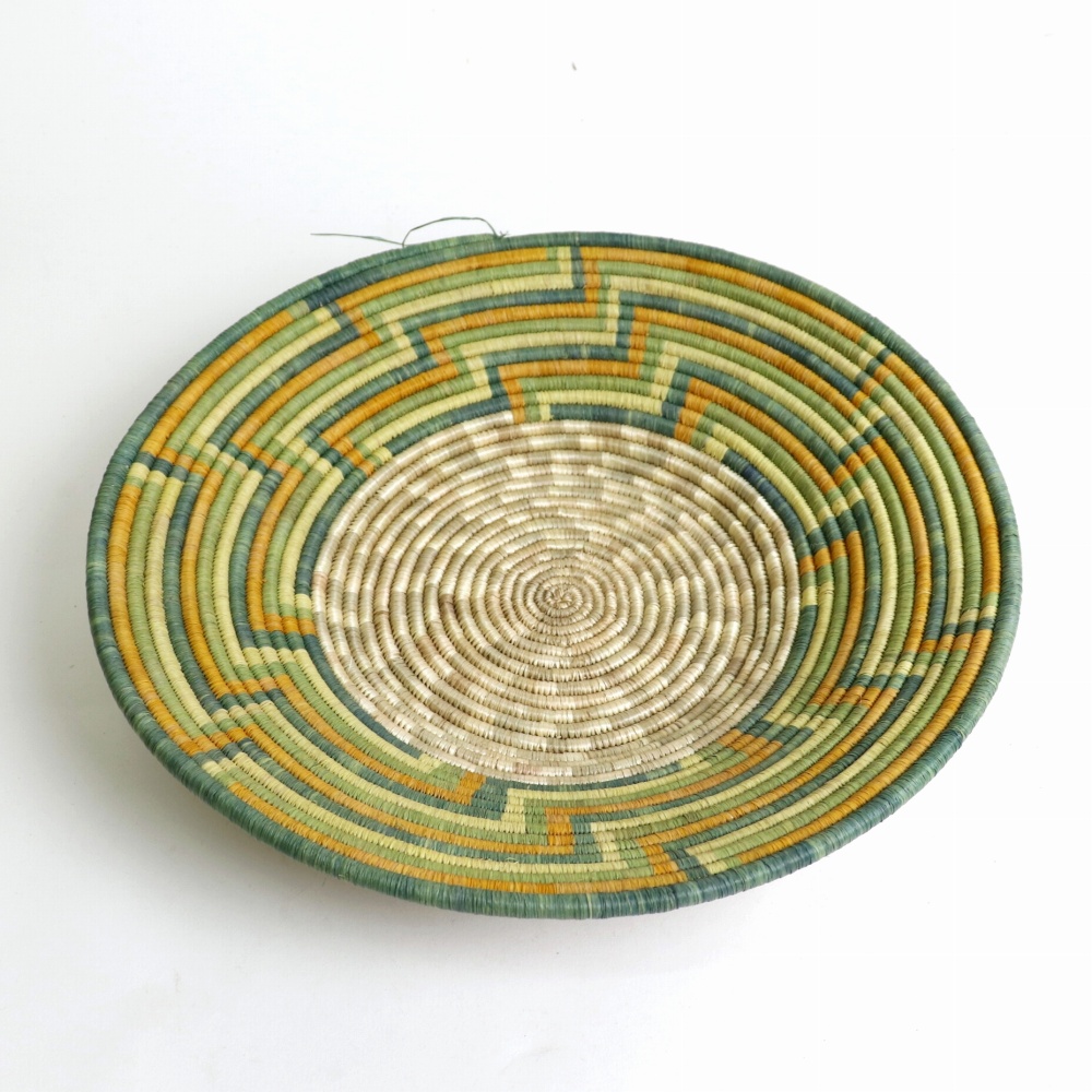 キビの葉ルボナ平かご オール天然染め 風 緑xオレンジ 中 24SS一点物 @7200→5760