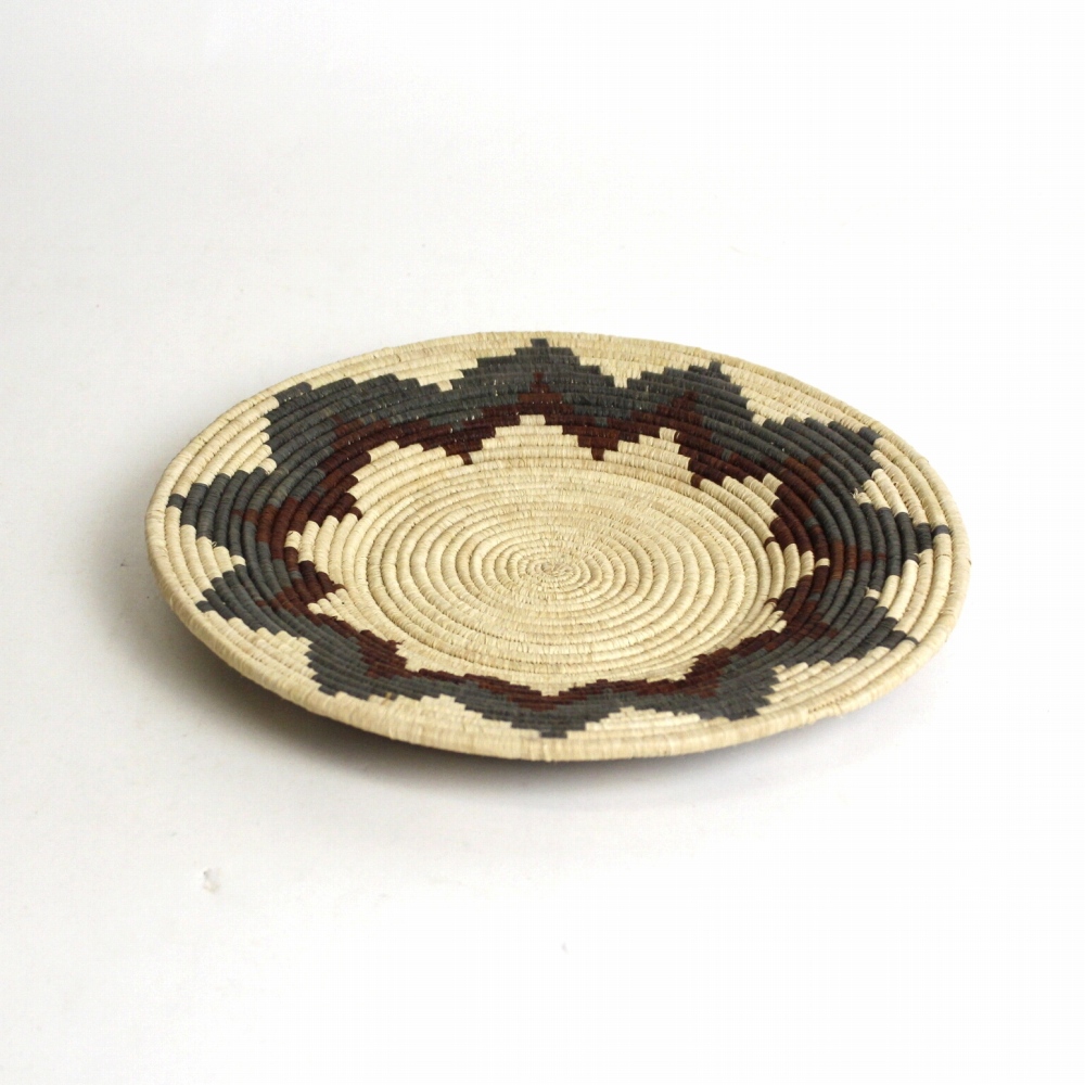 ブウィンディ ゴリラの森ラフィアの葉バトゥワボウルバスケット 25CM 生成xアッシュxポテトレッドx生成