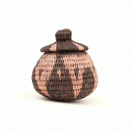 ボツワナバスケット 蓋付きかご 10cm 01 一点物