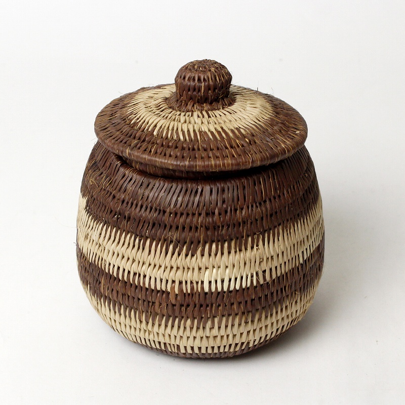 ボツワナバスケット 蓋付かご 中  一点物08