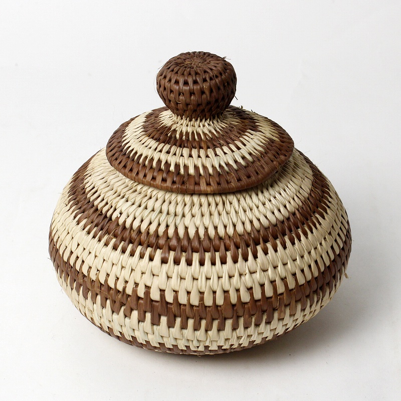 ボツワナバスケット 蓋付かご 中  一点物09