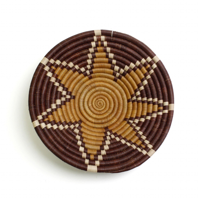 ボツワナバスケット 平かご 21-23CM 一点物_04