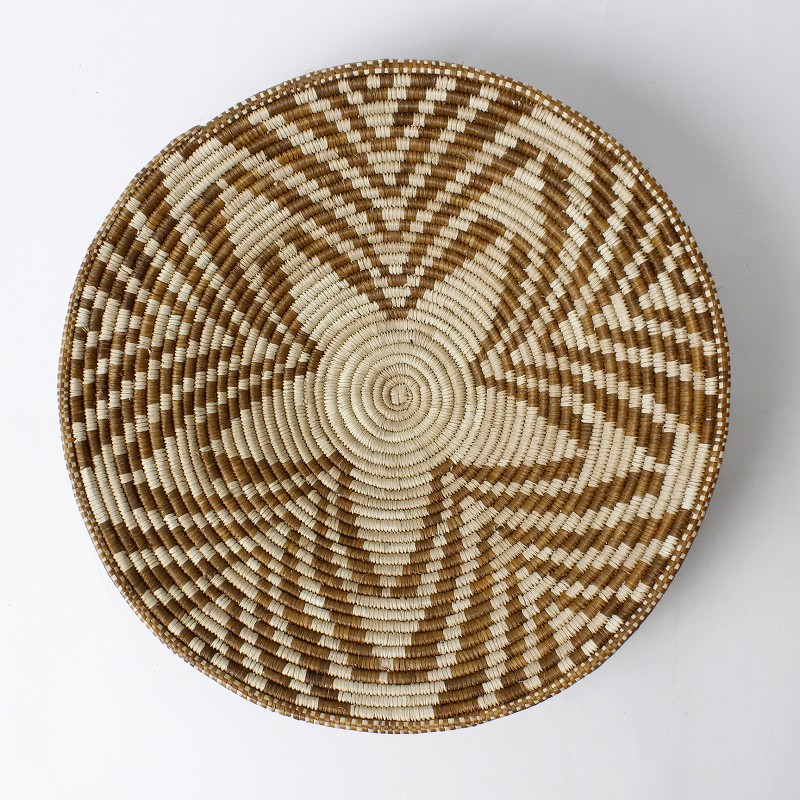 ボツワナバスケット 平かご 30-32cm  一点物01