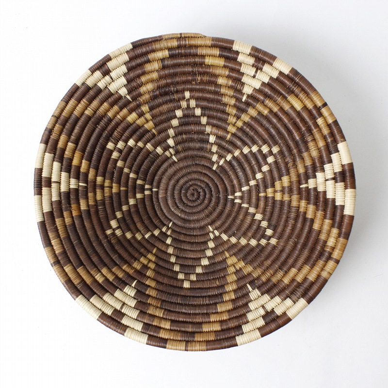 ボツワナバスケット 平かご 30-32cm  一点物07