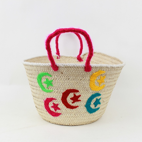 【SALE】チュニジアバスケット S 刺繍 五つの月と星 @3500→2450円