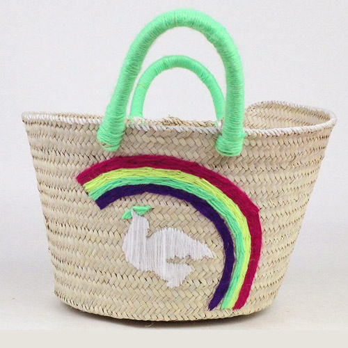 チュニジアバスケット丸底S 白鳩レインボー