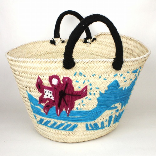 【SALE】チュニジア刺繍バスケット タコと波 L @5800→4060円